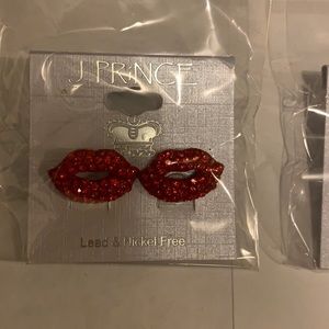 NWT Prince Crystal lip earrings red or black avail